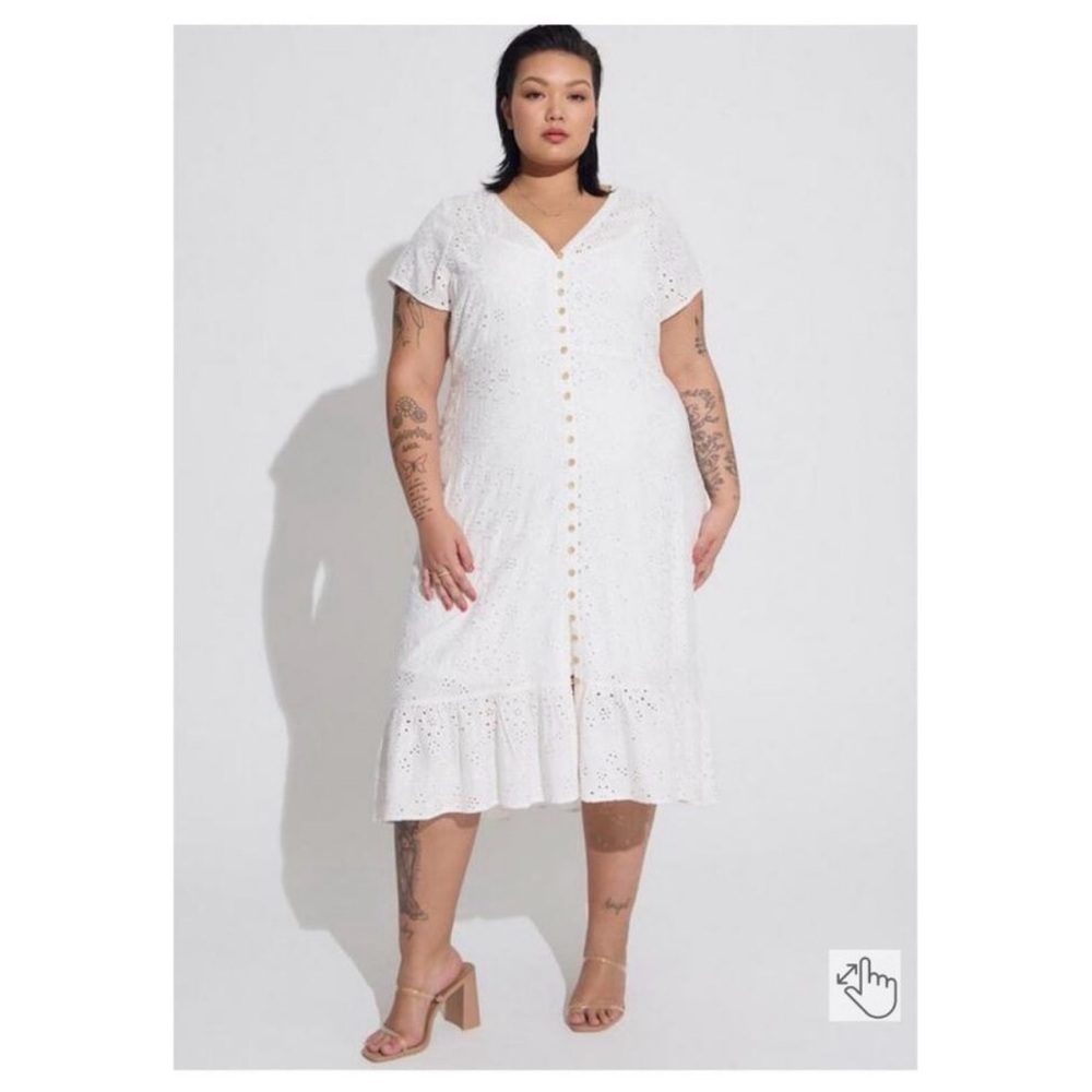 Torrid White Eyelet Midi Dress